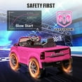 thumbnail image 4 of Dodge RAM Ride on Car, 12V Powered Ride on Toy with Remote Control, Rear Wheel Suspension, 5 Point Safety Belt, MP3 Player, Bluetooth, LED Lights, Electric Vehicles for 3-8 Years Boys Girls, Pink, 4 of 12