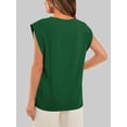 thumbnail image 5 of SHIBEVER Womens Tops Cap Sleeve Summer Shirts Loose Fit Basic Tee Shirts Casual Tops for Womens Clothes Trendy Dressy Solid Color Green Plus Size 3XL, 5 of 6