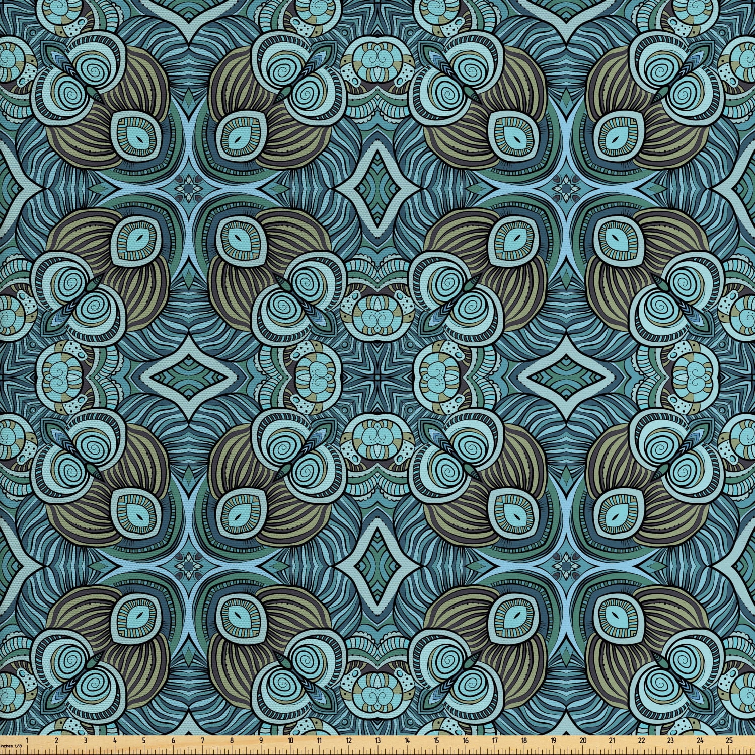 Ethnic Upholstery Fabric by the Yard, Hippie Floral Motifs Folkloric