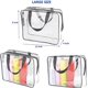 thumbnail image 4 of 3 bolsas de viaje transparentes grandes para artículos de tocador, bolsas de maquillaje de plástico transparente impermeables, bolsas de almacenamiento organizadoras de embalaje transparente, 4 of 5