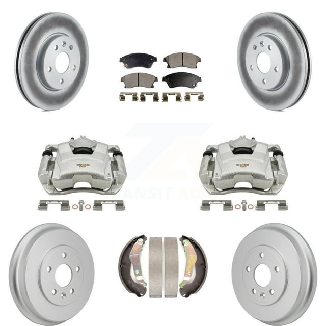 Transit Auto Front Rear Disc Brake Caliper Coated Rotors Drums Ceramic Pads Kit (8Pc) for Car Chevrolet Sonic KCG-101177T