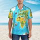 thumbnail image 2 of Balery World Map With Animals Landmarks Camisas hawaianas de manga corta para hombre, camisas playeras de corte holgado, camisas de vacaciones con botones,3X-Large, 2 of 7