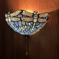 thumbnail image 2 of Enjoy Decor Lamps Classic Sconces with Blue Stained Glass Dragonfly Half Moon Pull Chain Switch LED Bulb Included, 2 of 5