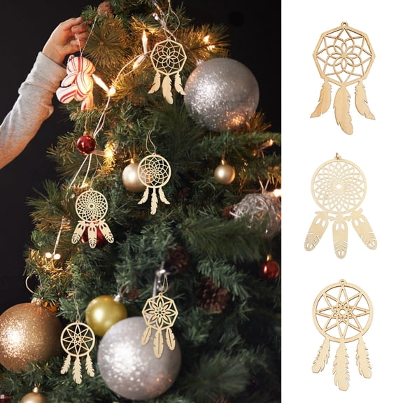 TEHAUX 50Pcs Beige Wooden Dream Catcher Pendant Wall Hanging Ornaments Handmade Home Decoration