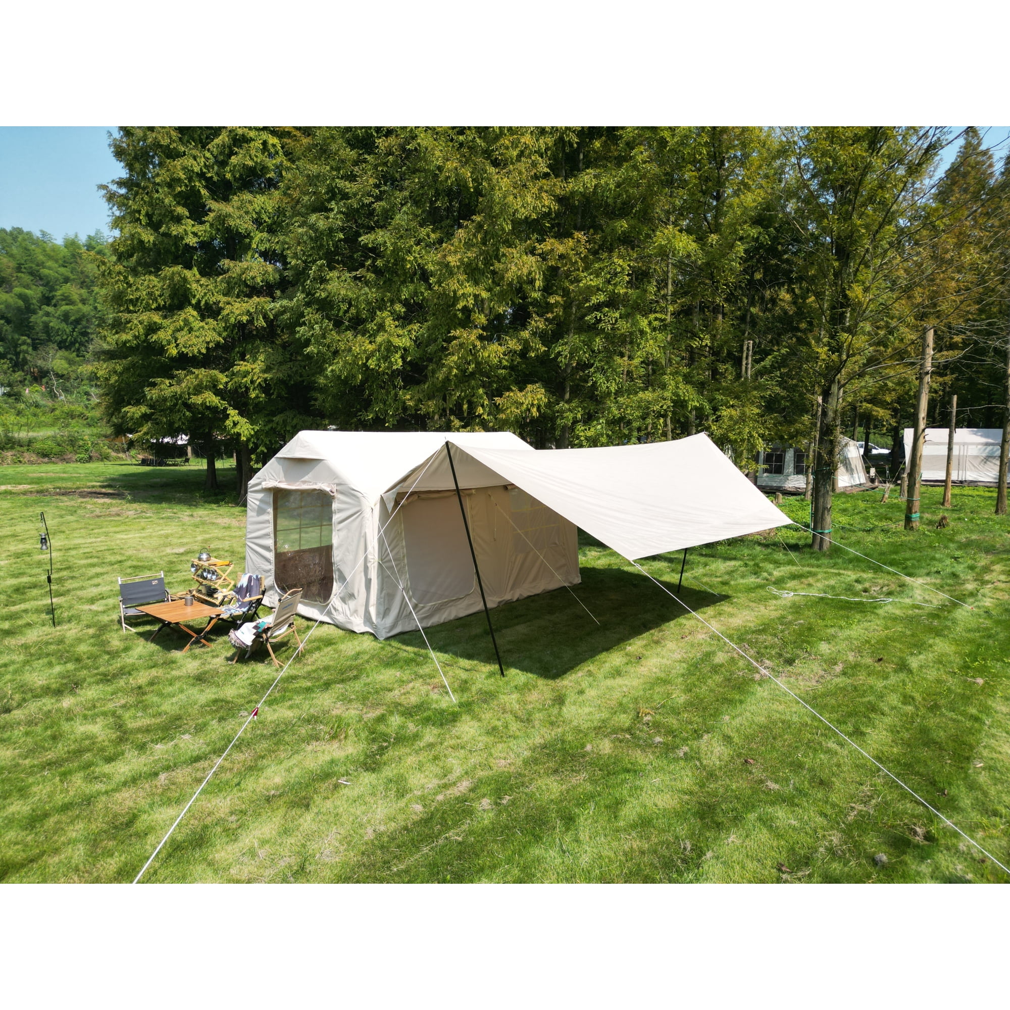 NOBOLEA Large Inflatable Camping Tent 7-8 Person, 5-Min Quick Setup Air Tent with Hand Pump, Waterproof UPF50+ Family Glamping Shelter for Outdoor Travel