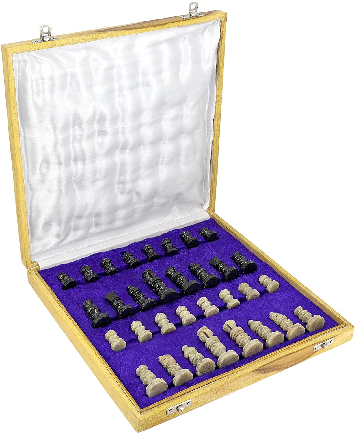 Ajuny Beautifully Crafted Unique Stone Art Chess Set Game Set Hand Carved Stone Pieces Board Size 12x12 inch