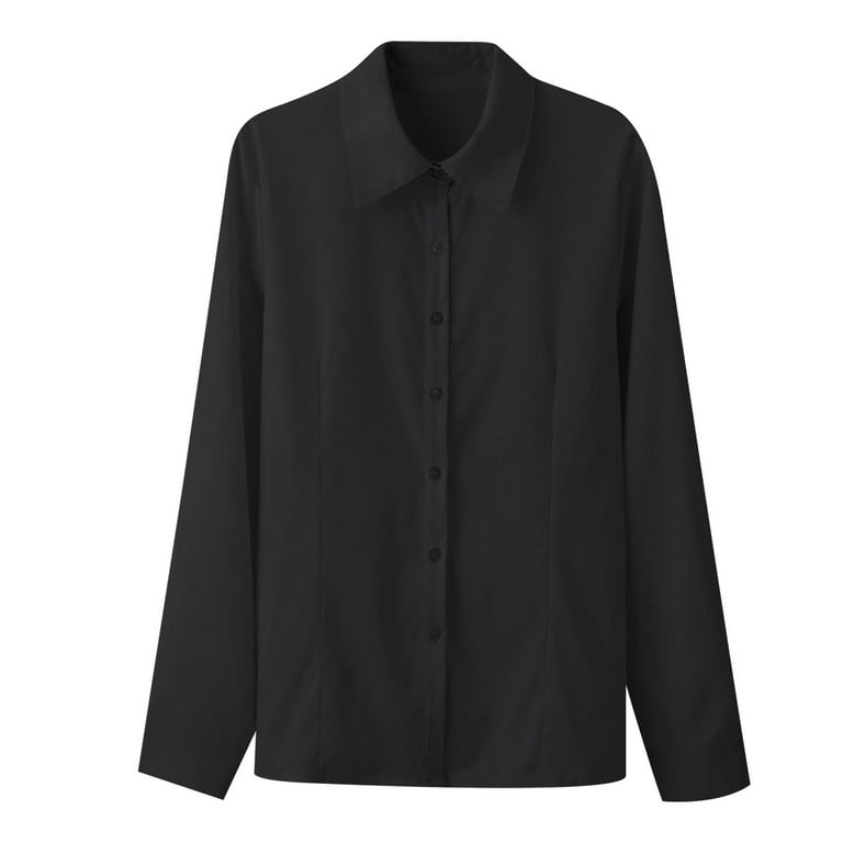walmart womens dress shirts Women's Button Down Shirts Classic Fit Dress Shirt Work Business Casual  Wrinkle Free Long Sleeve Blouse Tops