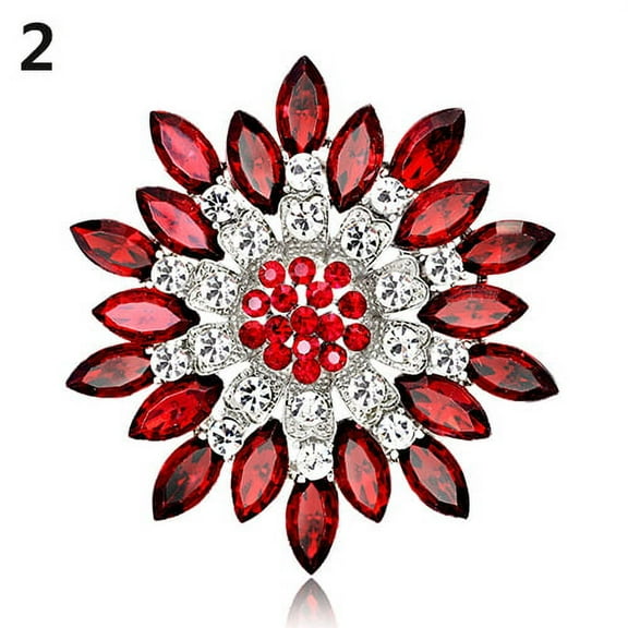 Ayyufe Women Fashion Flower Brooch Crystal Rhinestone for Wedding Party