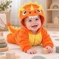 thumbnail image 2 of JIAYUE Baby Hooded Jumpsuit Cozy Fuzzy Cute Dinosaur Design Romper Long Sleeve Zip-Up Clothes for Casual Wear, 2 of 7