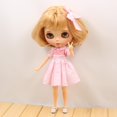 thumbnail image 1 of Vestido rosa hecho a mano para Muñecas Blythe Azone accesorio perfke 1/6 manga corta Bowknot Hairclip, 1 of 8
