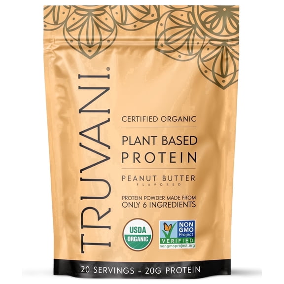Truvani Vegan Plant Based Pea Protein Powder | Organic | Peanut Butter | 20 Servings | Gluten & Dairy Free