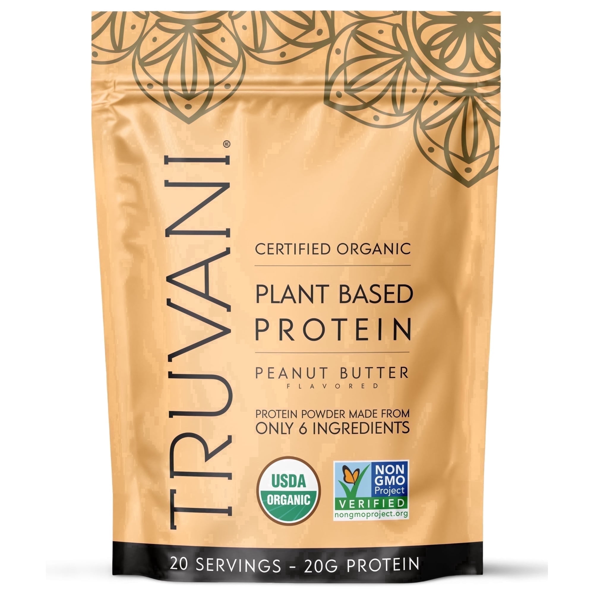 Truvani Vegan Plant Based Pea Protein Powder | Organic | Peanut Butter | 20 Servings | Gluten & Dairy Free