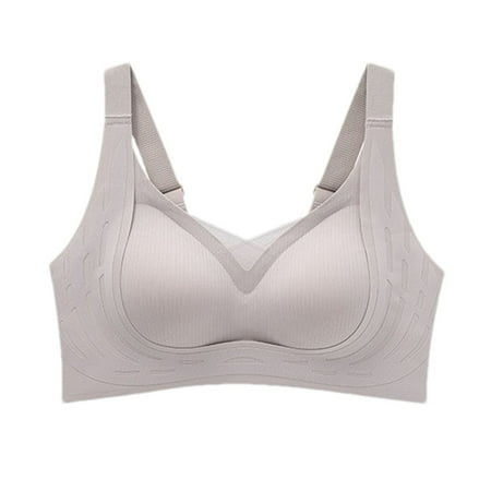 Tumotour Full Coverage Bras For Women Adjustable Straps Without Steel Ring Gathering Lace Gauze Covering Nursing Bra Solid Color Oversized Soft Breathable Embroidered Glossy Comfortable Bra