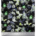 thumbnail image 3 of Soimoi Green Polyester Crepe Fabric Bird,Leaves & Orchids Flower Print Sewing Fabric BTY 52 Inch Wide, 3 of 3