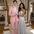 thumbnail image 5 of Men’s Slim‑Fit Stretch Tuxedo Set with Bow Tie, Built‑In Pocket Square & Socks-Dusty Rose 42S, 5 of 6
