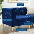 thumbnail image 3 of Tufted Loveseat Sofa, Velvet, Blue Navy, Modern Contemporary Urban Design, Living Lounge Room Hotel Lobby Hospitality, 3 of 7