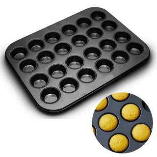 24-Cup Muffin Pan/Cupcake Pan by Tezzorio, 15 x 10-Inch Nonstick Carbon  Mini Muffin Pan, Professional Bakeware