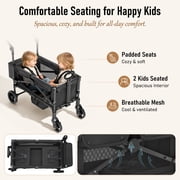 TouHeart 2 Seater Wagon Stroller with Canopy, Folding Stroller Wagon for Kids, 220 lbs Capacity,Black
