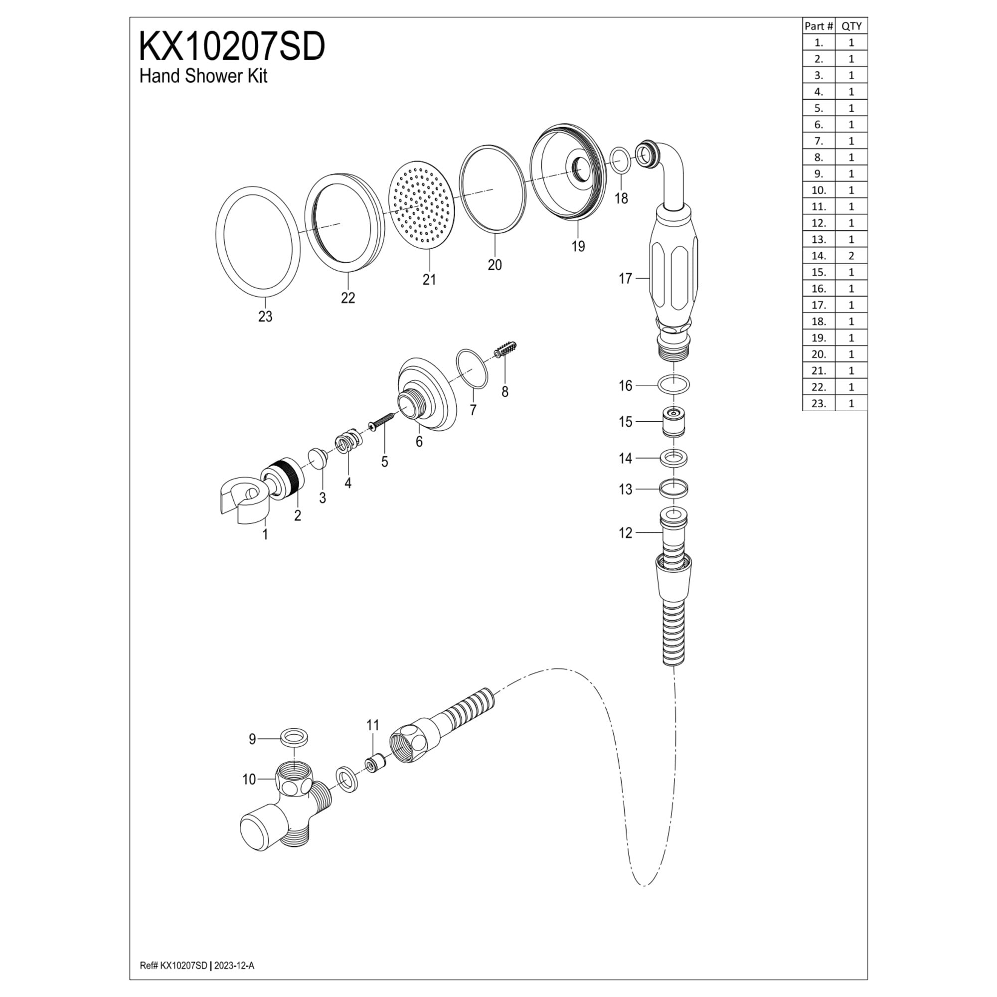 Kingston Brass KX10207SD Vintage Hand Shower Kit, Brushed Brass