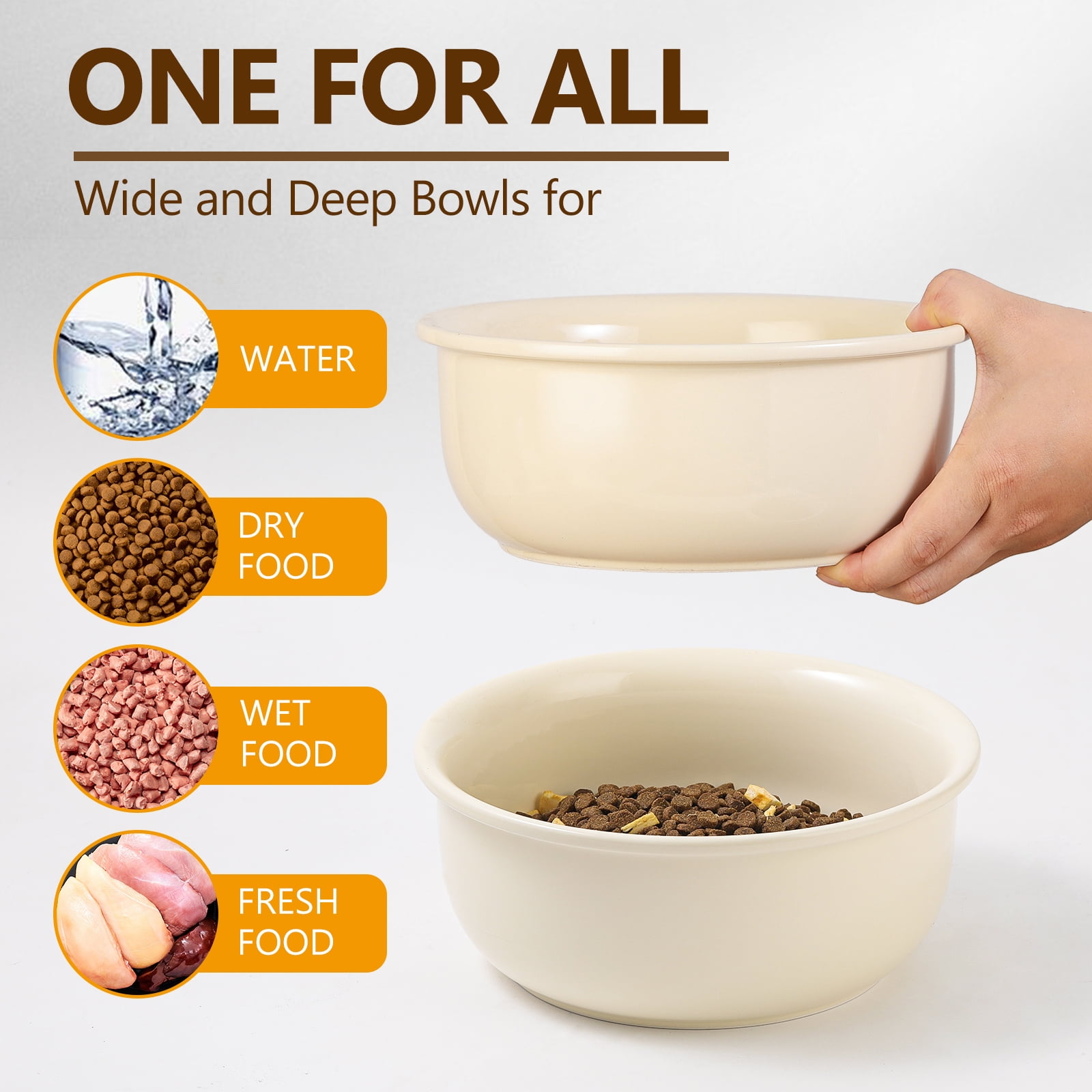 Elevated Large Dog Food Bowls - Raised Dog Bowl with Non Slip Stand - Heavy Weighted Ceramic Dog Feeding Bowl - Extra Wide Deep Dog Water Bowl - Pet Dishes for Medium to Big Dogs - 54 oz - 7 cups