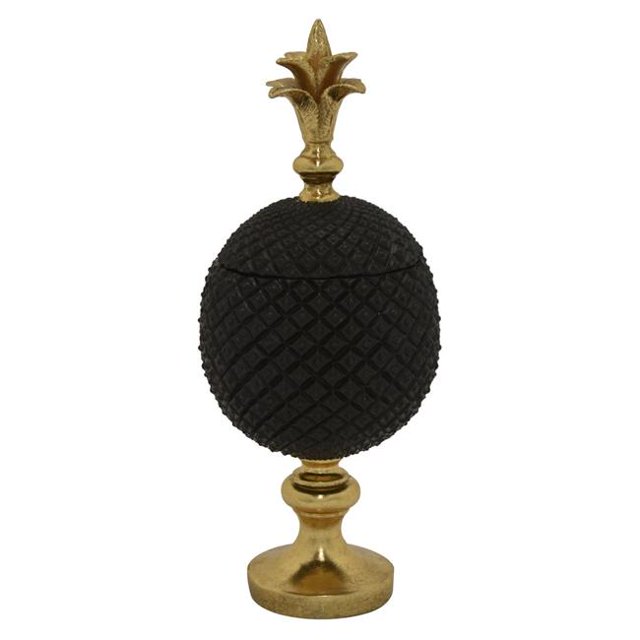Plutus Brands PBTH92138 Pot d'Ananas en Résine avec Couvercle&44; Noir