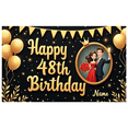 thumbnail image 4 of Festive Birthday Banner Elegant Design Golden Accents Personalized for Adult Celebration Indoor Event Decoration, 4 of 6