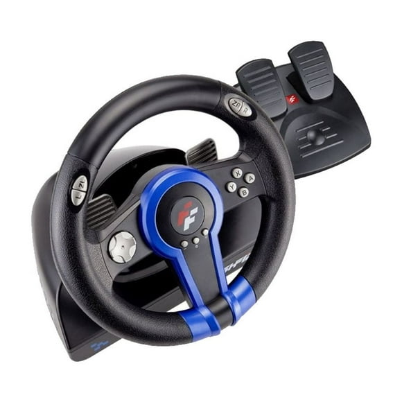 Volant de course Flashfire Super Manic et pédales pour PC et Nintendo Switch, Bleu.