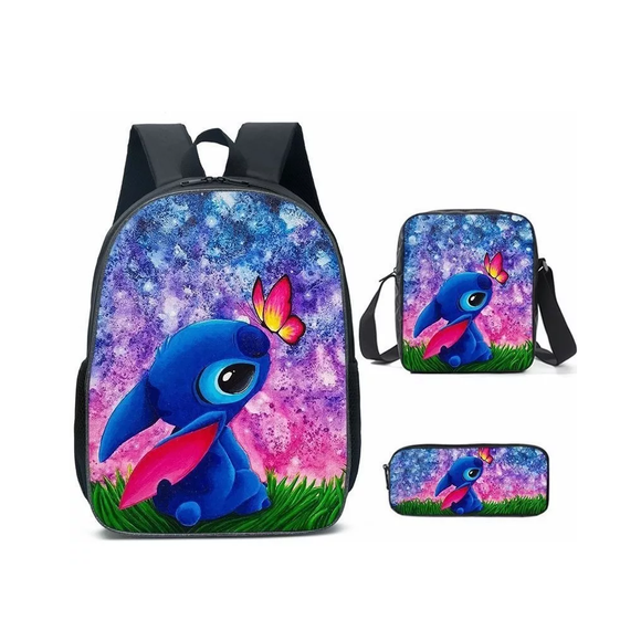 Juego de Mochila Lilo Stitch De 3 Piezas Rosa