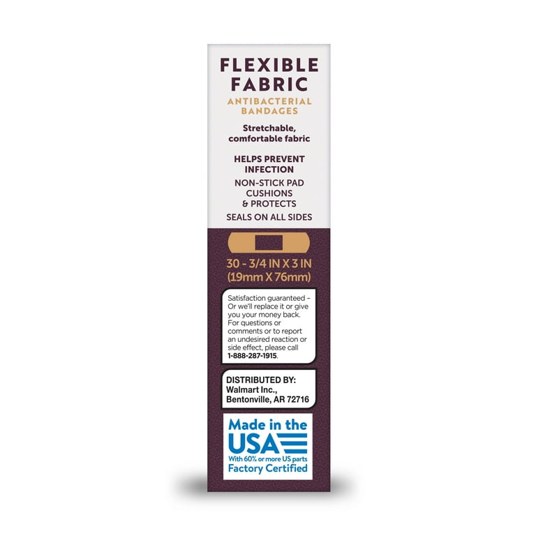 Equate Flexible Antibacterial Fabric Bandages, 10 Ct