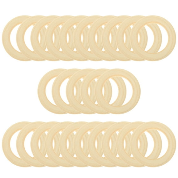 KALLORY Wooden Rings Beige Diy Crafts 25Pcs 1.97x1.97x0.39in