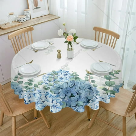 

Spring Watercolor Flowers Hydrangea Waterproof Tablecloth Table Decoration Wedding chen Dining Room Round Table Cover
