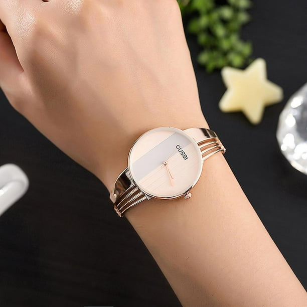 Cussi Relogio Feminino Fashion Rose Gold Womens Bangle Bracelet Watches Luxury Stainless Steel Ladies Jewelry Watch Female Clock SEBNEEI