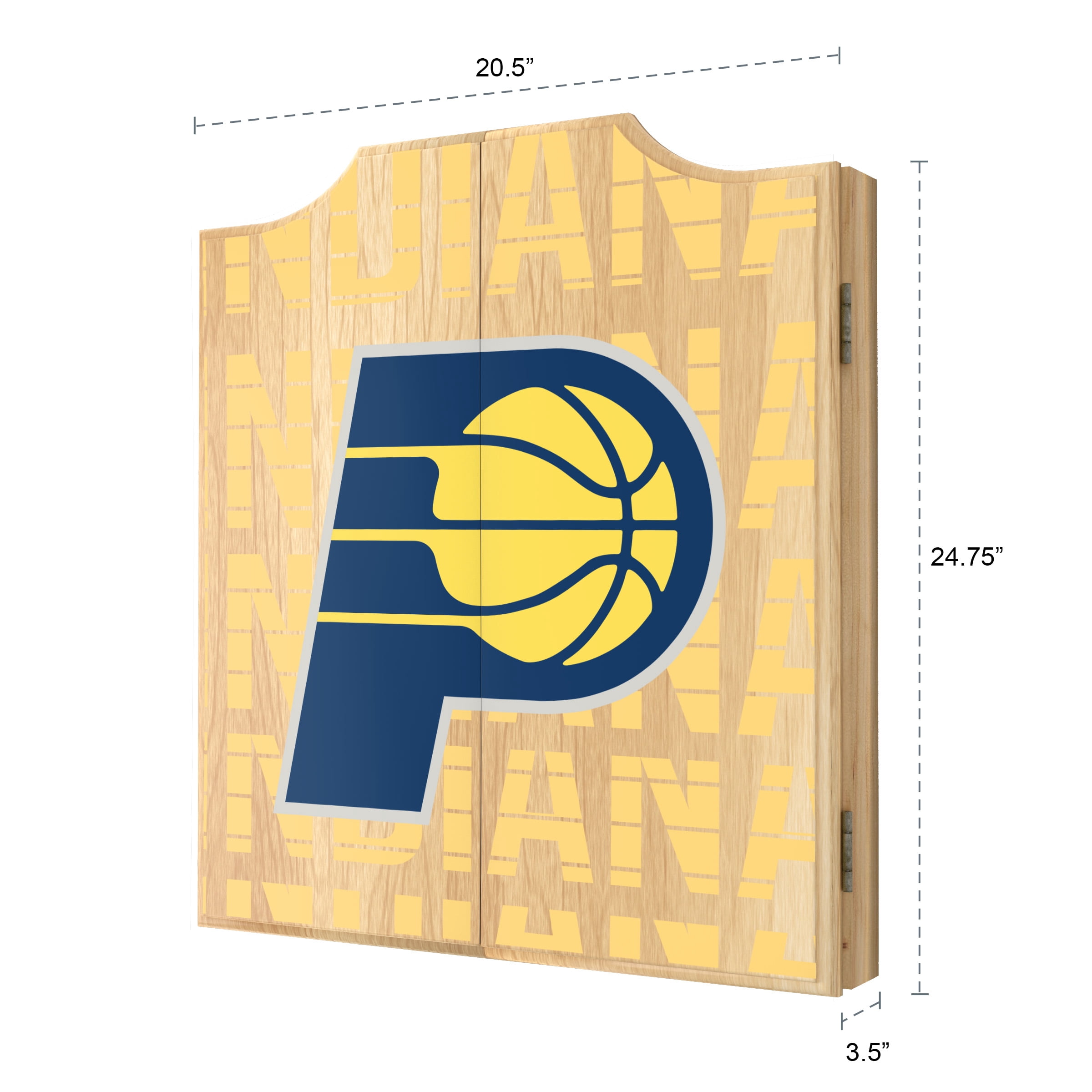 Indiana Pacers City Dart Board Cabinet Set with 6 Steel Tip Darts