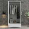 thumbnail image 3 of WIAWG Tall Wardrobe Cabinet with Drawer Large Armoire Cabinet Clothing Storage Organizer for Bedroom White, 3 of 7