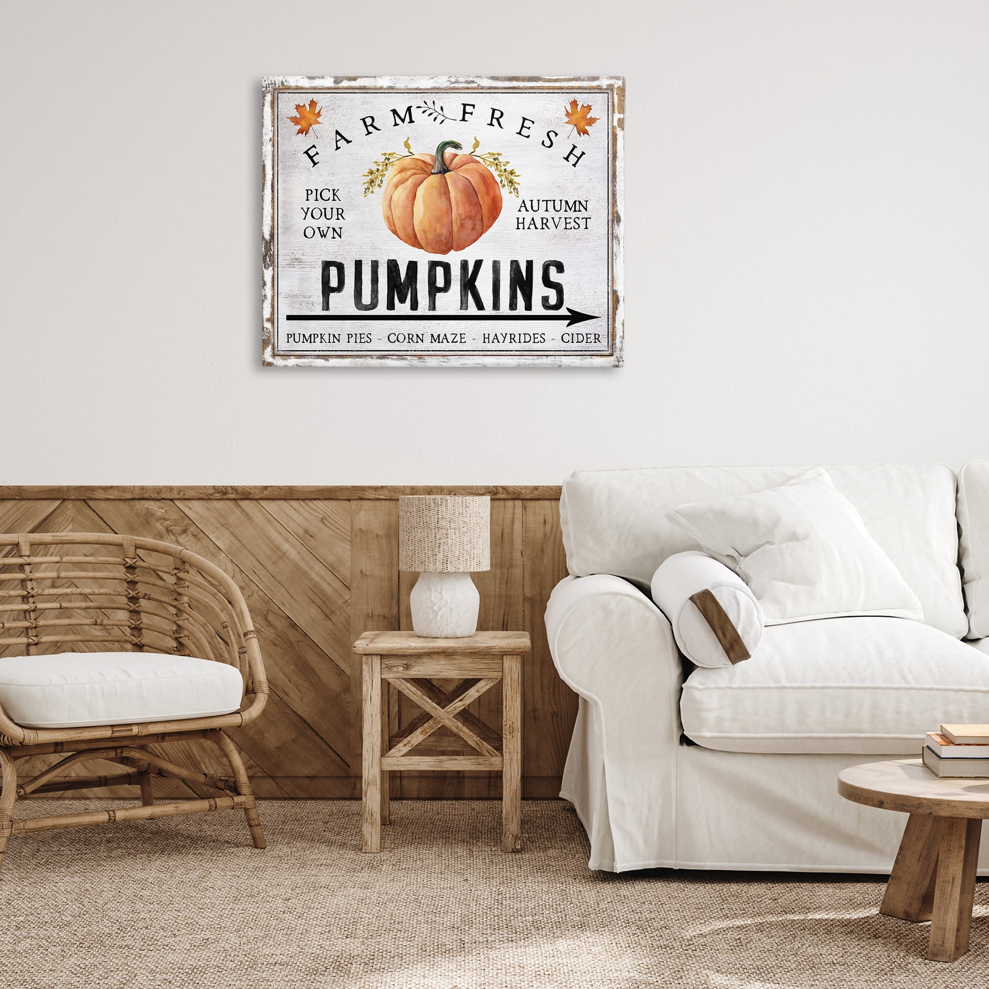 Stupell Industries Farm Fresh Pumpkin Holiday Painting Gallery Wrapped Canvas Art Prints Wall Art, 40 x 30