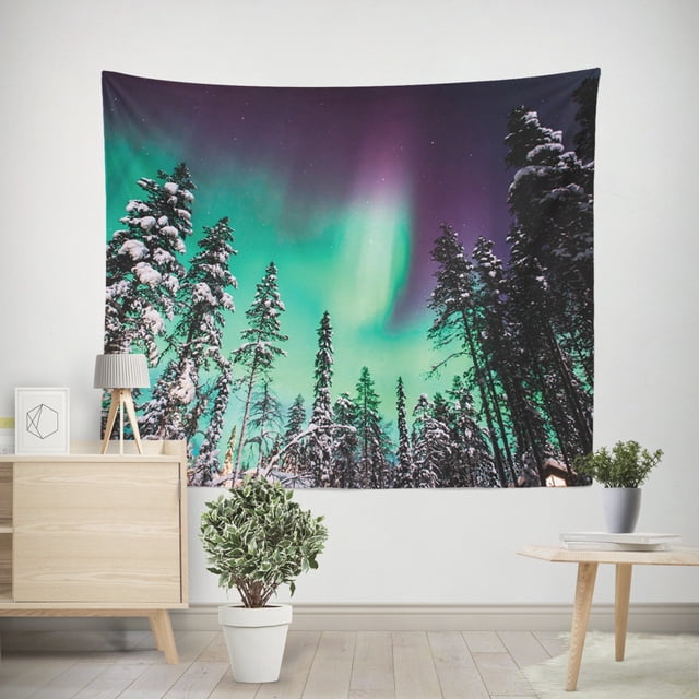 Tapicería de pared con diseño de paisaje y bosque, microtela, 150 x 130 cm