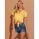 thumbnail image 3 of Blusa Corta Cambray Camisa Frente Lazo Manga Corta Amarillo T M, 3 of 6