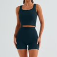 thumbnail image 2 of Women's 2025 Summer Two Piece Outfit Matching Lounge Crop Top High Waisted Shorts Sleeveless Bodycon Active Set, 2 of 7