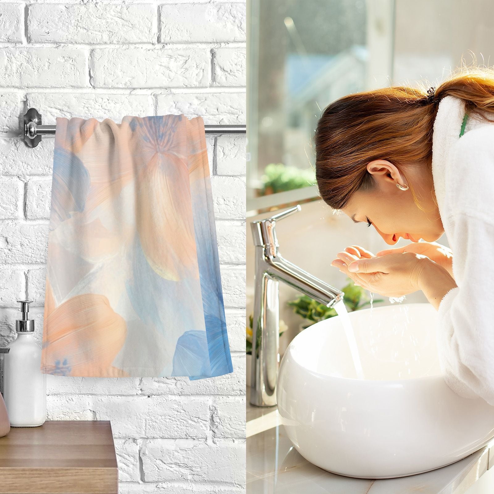 Beautiful Flowers Hand Towels Cotton Bath Towels Large Face Towels Absorbent for Bathroom 2 Packs