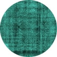 thumbnail image 1 of Ahgly Company Machine Washable Indoor Round Abstract Turquoise Blue Modern Area Rugs, 8' Round, 1 of 4