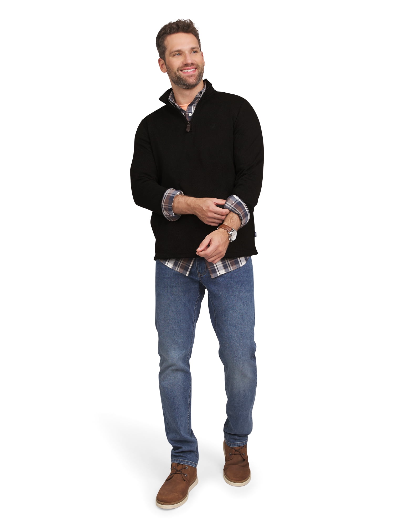 Chaps Men's & Big Men's Quarter Zip Fleece Sweater Gift Box Set, Sizes S-2XL