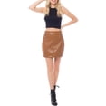 thumbnail image 6 of MixMatchy Women's Slim Fit Faux Leather Side Zipper Bodycon Mini Skirt, 6 of 6