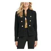 DKNY Womens Black Stand Collar Evening Jacket Petites Size: 2P