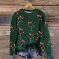 thumbnail image 4 of WEAIXIMIUNG Sweatshirts Courts Mode Automne/hiver pour Femmes Pull Extérieur Col Rond Imprimé de Noël Pull à Capuche Tricoté Grossier, 4 of 5