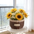 thumbnail image 6 of Plants Pots​ Woven Basket Duo Sweet Color Tone Linen Trim White Flower Tag Clear Liner Tidy Indoor Corner Outdoor Deck Plants Pots, 6 of 6