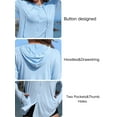thumbnail image 3 of Asoul Women's Hooded UPF 50+ Rash Guard Long Sleeve UV Protection T-Shirt Zipper Swimwear Shirts with Pockets Hiking Runing Fishing Tops, 3 of 10