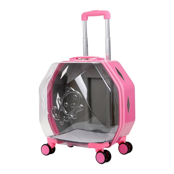 Pet Cat Trolley Case with Wheels Portable for Small Dogs Carrying