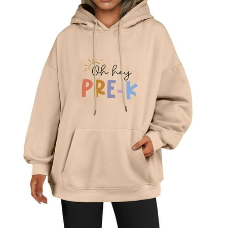 

WUDATI Bruh We Back Funny T-Shirt Back to School Teacher Hoodie Casual Long Sleeve Pullover Gift Sweatshirt for Daily Wear Fall Winter Outfits Classroom Home Street