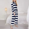 thumbnail image 4 of Bingfone Womens Pajama Sets Navy Blue And White Stripes Print,Long Sleeve Loungewear Pajamas Set-Small, 4 of 9