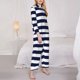thumbnail image 3 of Balery Navy Blue And White Stripes Conjunto de Pijama con Estampado para Mujer, Conjunto de Dos Piezas con Manga Larga, Ropa de Dormir Suave con Bolsillos, Pijamas Cómodos-Medium, 3 of 7